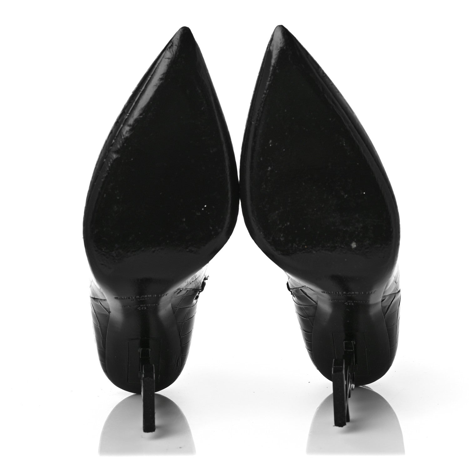 Saint Laurent Alligator Embossed Patent Calfskin Opyum 110 Ankle Boots 40 Black 5 of 10