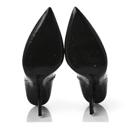 Saint Laurent Alligator Embossed Patent Calfskin Opyum 110 Ankle Boots 40 Black 5 of 10