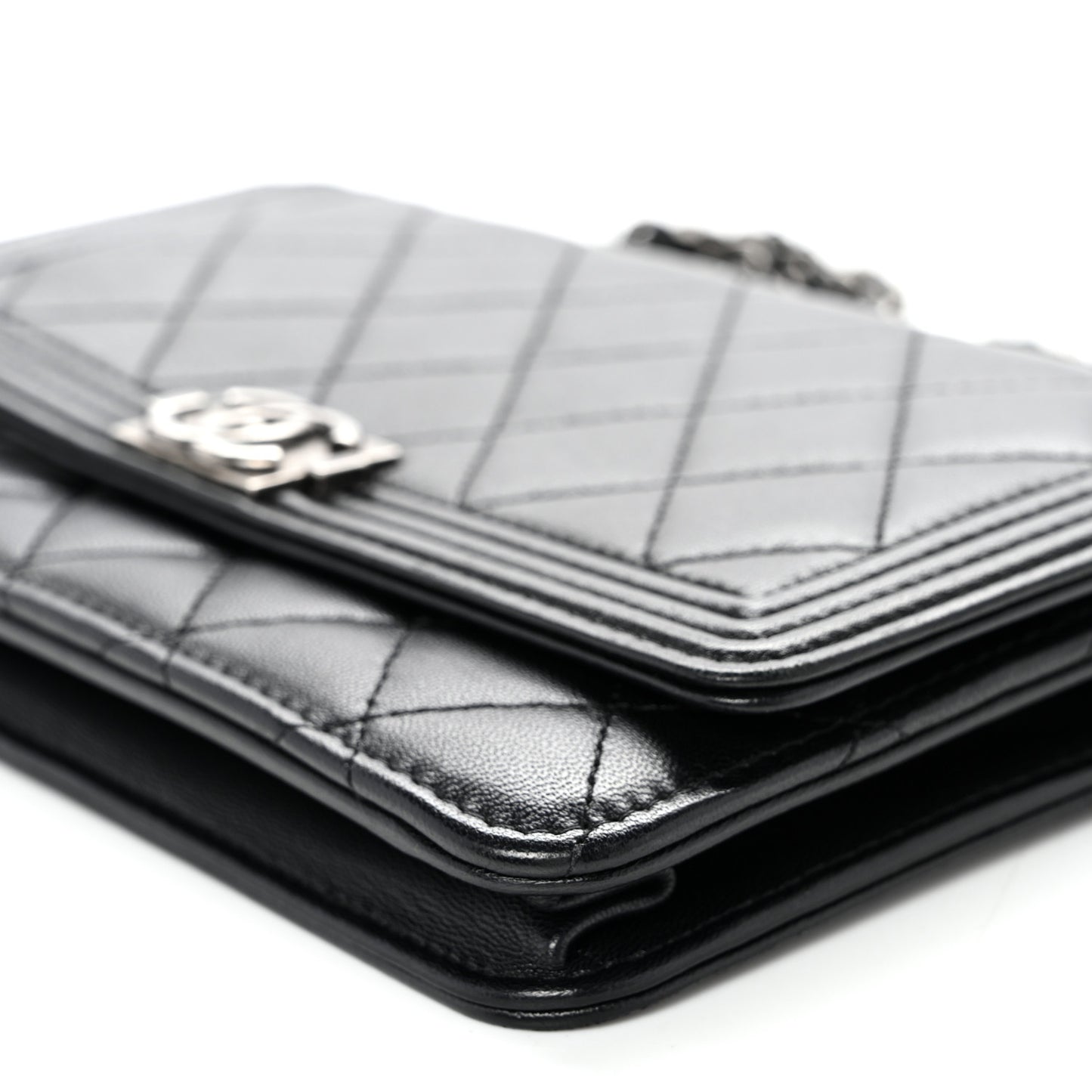 Lambskin Quilted Boy Wallet On Chain WOC Black