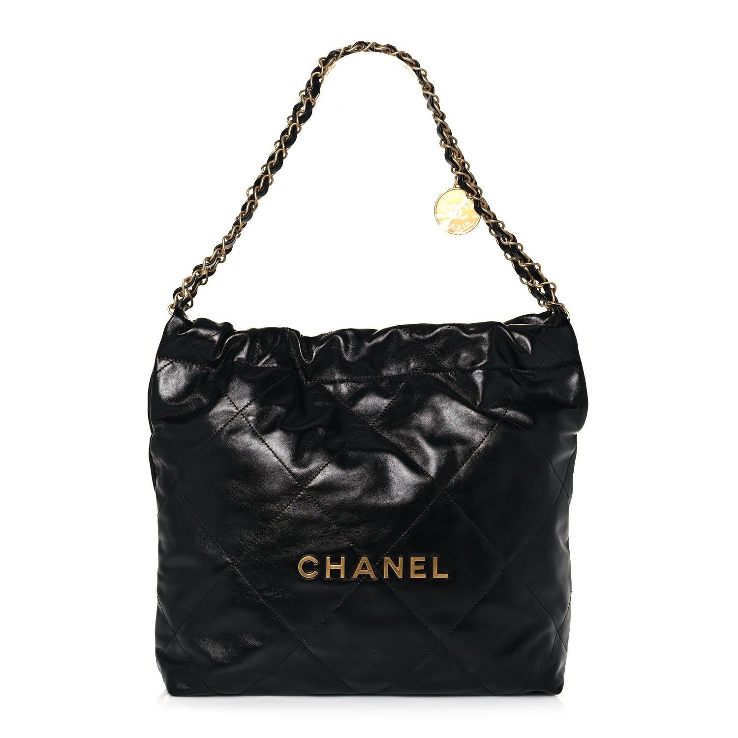 Chanel Shiny Calfskin Quilted Small Chanel 22 Black 1 of 14