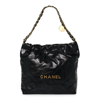 Chanel Shiny Calfskin Quilted Small Chanel 22 Black 1 of 14