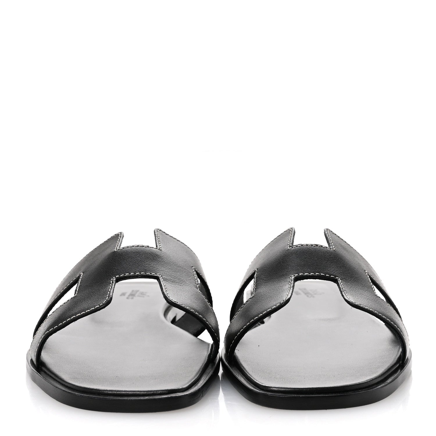 Hermes Box Calfskin Oran Sandals 40 Black 3 of 9