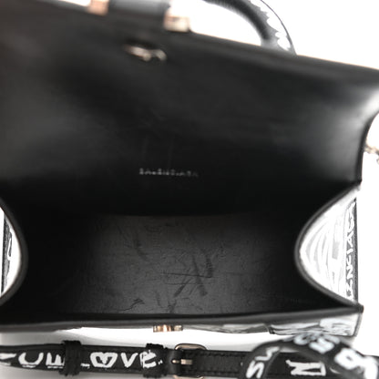 Balenciaga Smooth Calfskin Graffiti Hourglass Top Handle Bag XS Black White 5 of 10