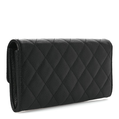 Chanel Caviar Quilted Large Gusset Flap Wallet Black 3 of 11