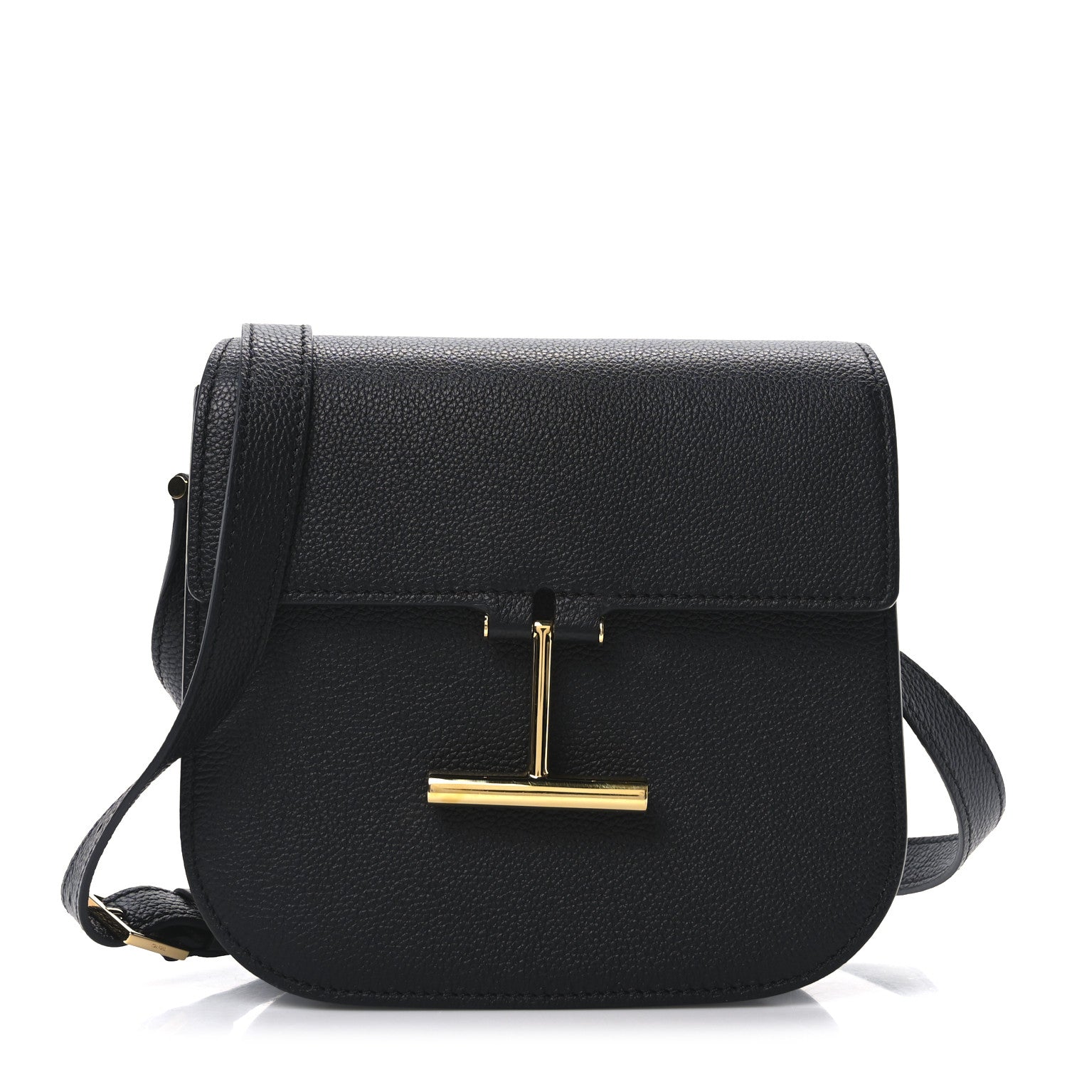 Tom Ford Grained Calfskin Mini T Clasp Tara Crossbody Bag Black 1 of 10
