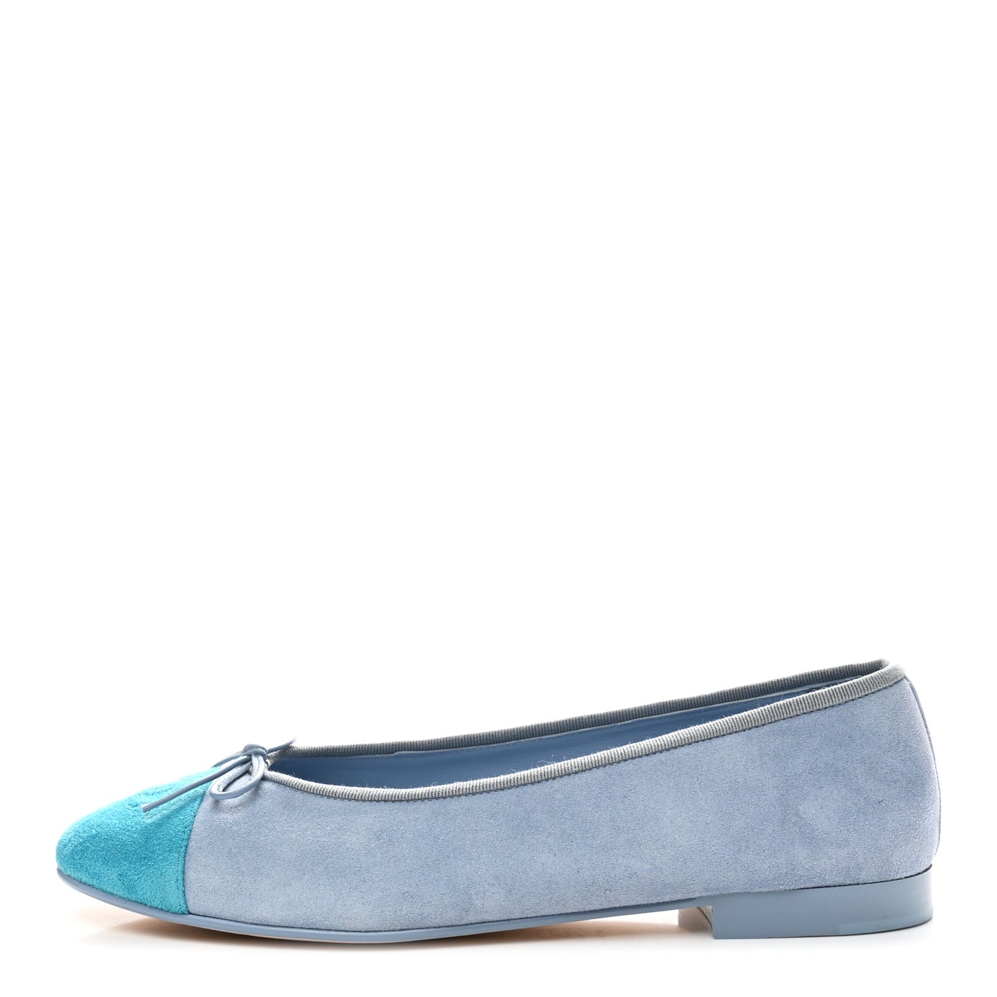 Suede Calfskin Cap Toe CC Ballerina Flats 40.5 Light Blue Turquoise