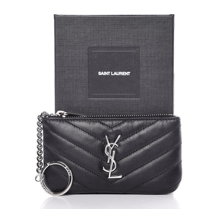 Saint Laurent Calfskin Matelasse Monogram Key Pouch Black 8 of 8
