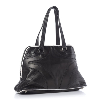 Prada Vitello Drive Perforated Shoulder Bag Black 3 of 14
