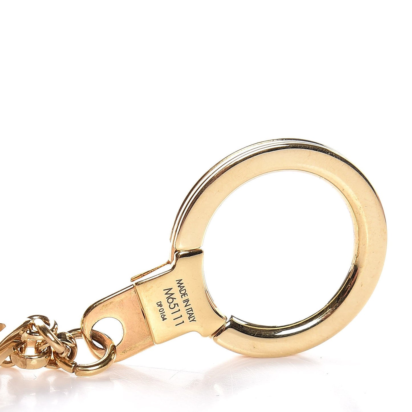 Brass Enamel Fleur De Monogram Bag Charm Chain Gold