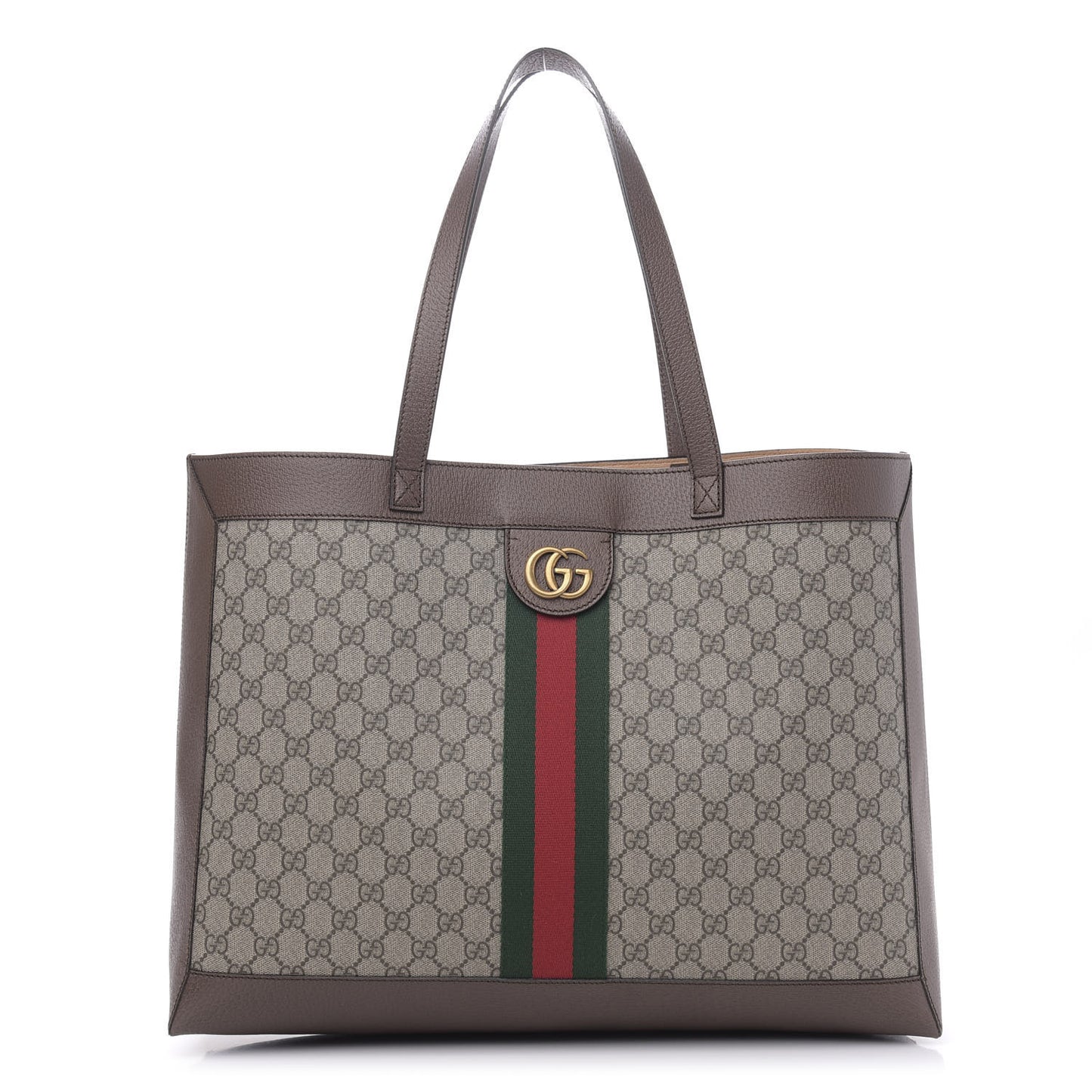 GG Supreme Monogram Web Ophidia Tote Brown