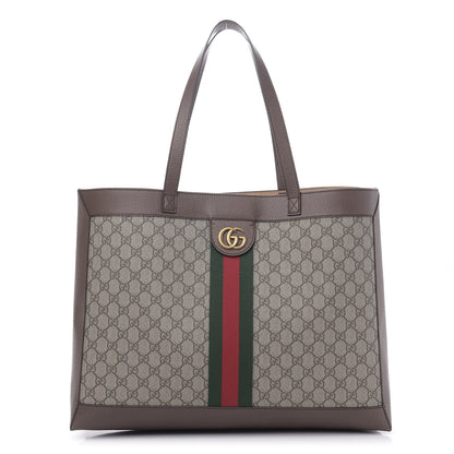 Gucci GG Supreme Monogram Web Ophidia Tote Brown 1 of 9