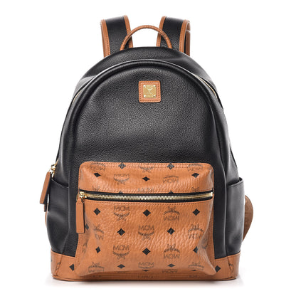 MCM Visetos Calfskin Medium Geonautic Backpack Black Cognac 1 of 11