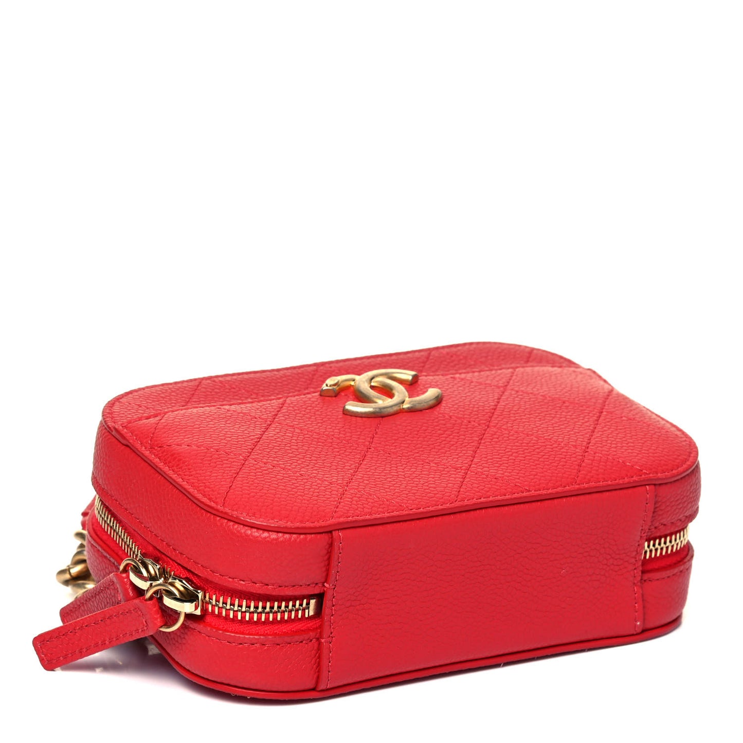 Grained Calfskin Quilted Waist Bag Red