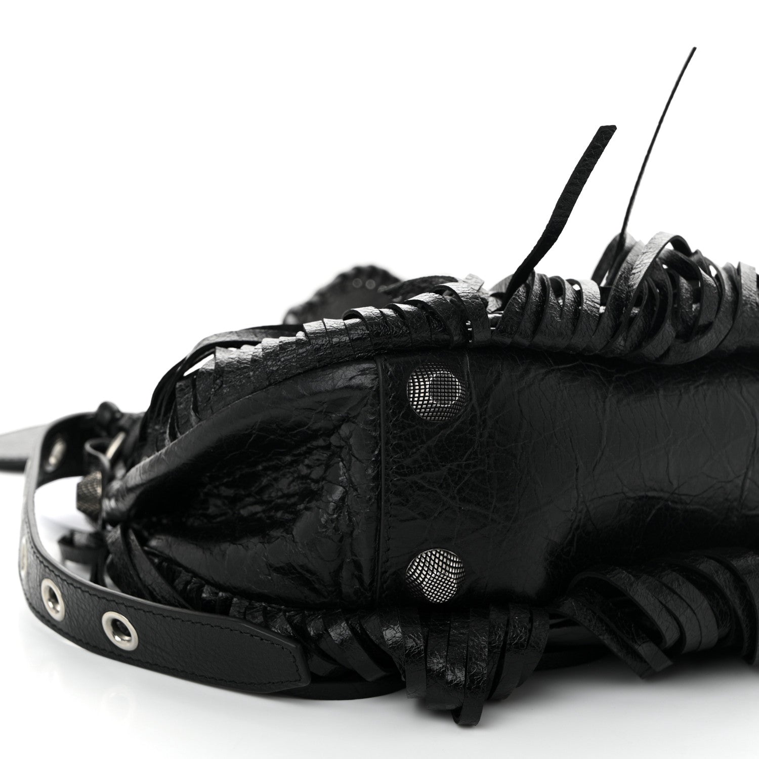 Balenciaga Agneau Arena Small Le Cagole Fringe Shoulder Bag Black 8 of 9