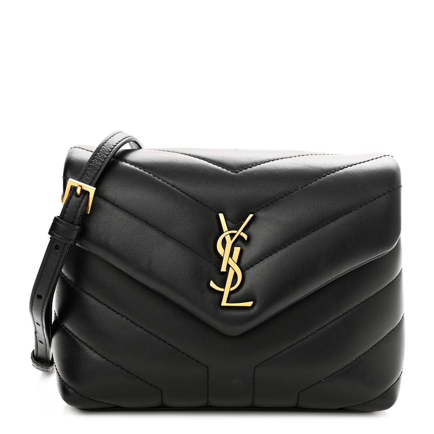 Calfskin Y Quilted Monogram Toy Loulou Crossbody Bag Black