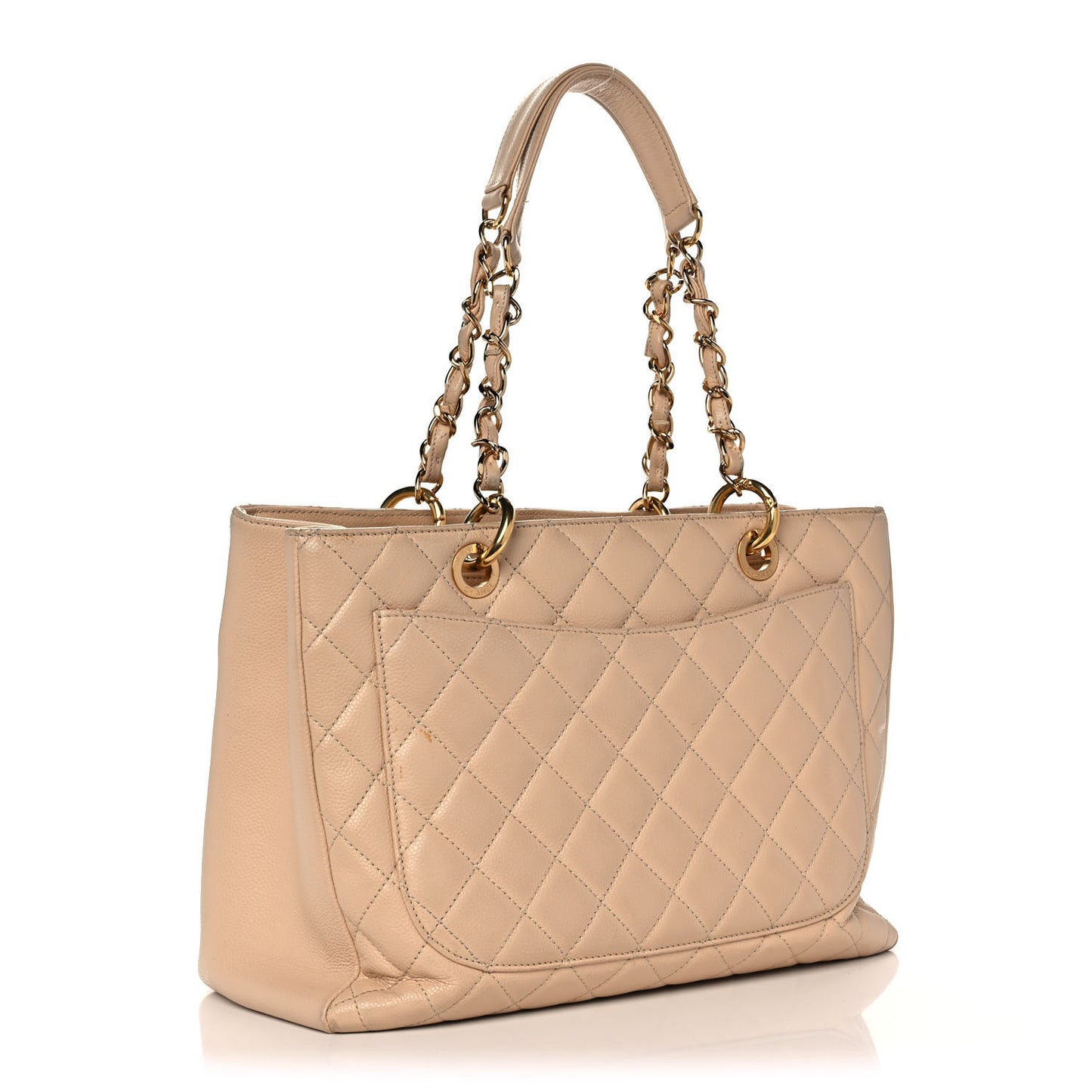 Caviar Quilted Grand Shopping Tote GST Beige