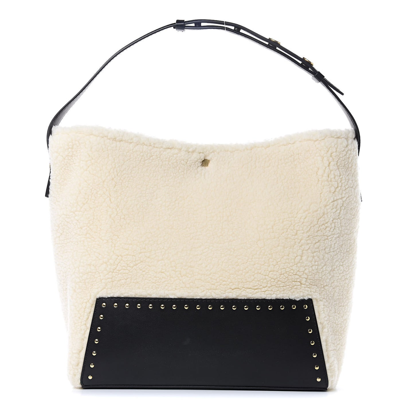 Eco Alter Nappa Shearling Popper Bucket Bag Black White