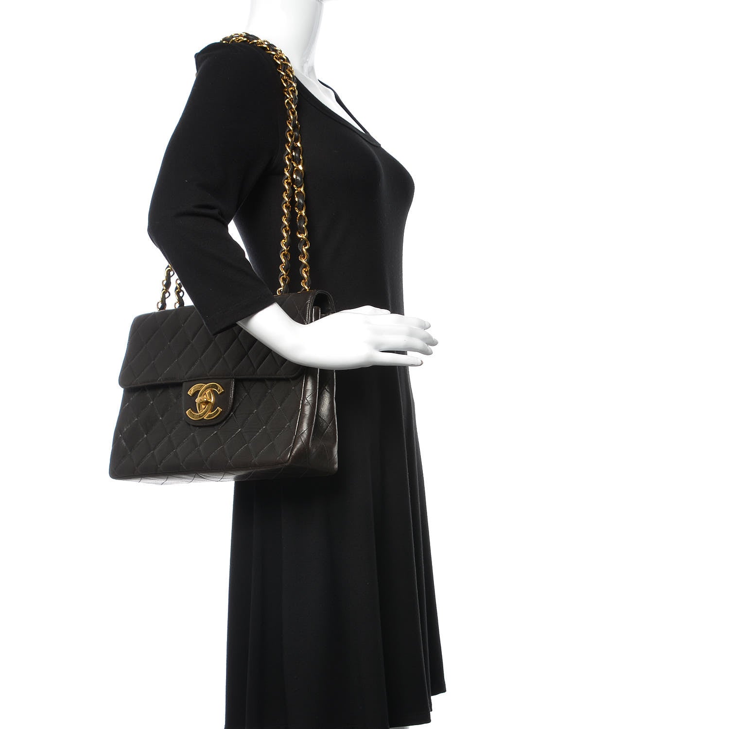 Chanel Lambskin Quilted XL Jumbo Single Flap Black 2 of 9