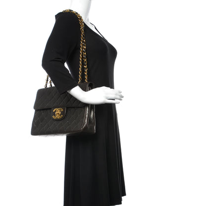 Chanel Lambskin Quilted XL Jumbo Single Flap Black 2 of 9