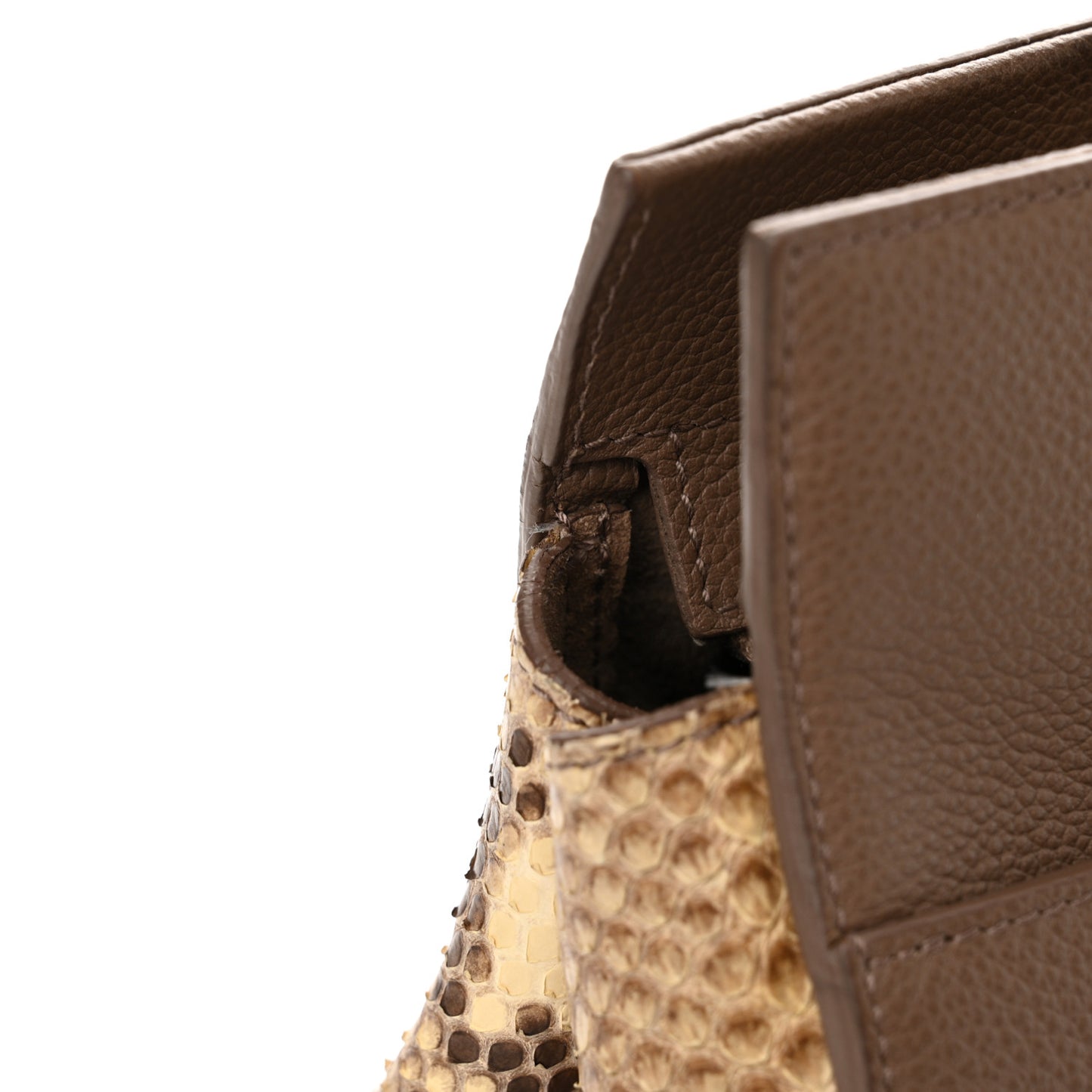 Grained Calfskin Snakeskin Small Cabas Rive Gauche Taupe