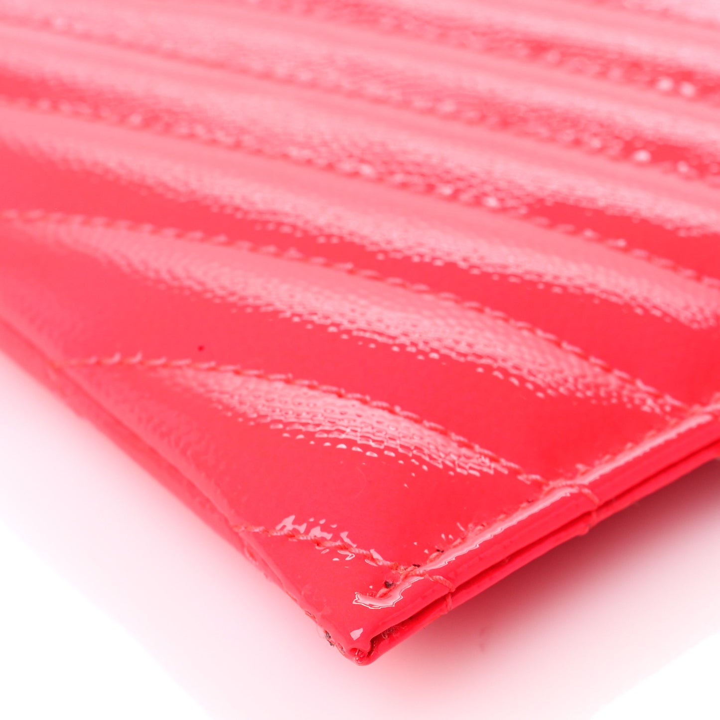 Patent Grain De Poudre Matelasse Chevron Monogram Bill Pouch Neon Pink