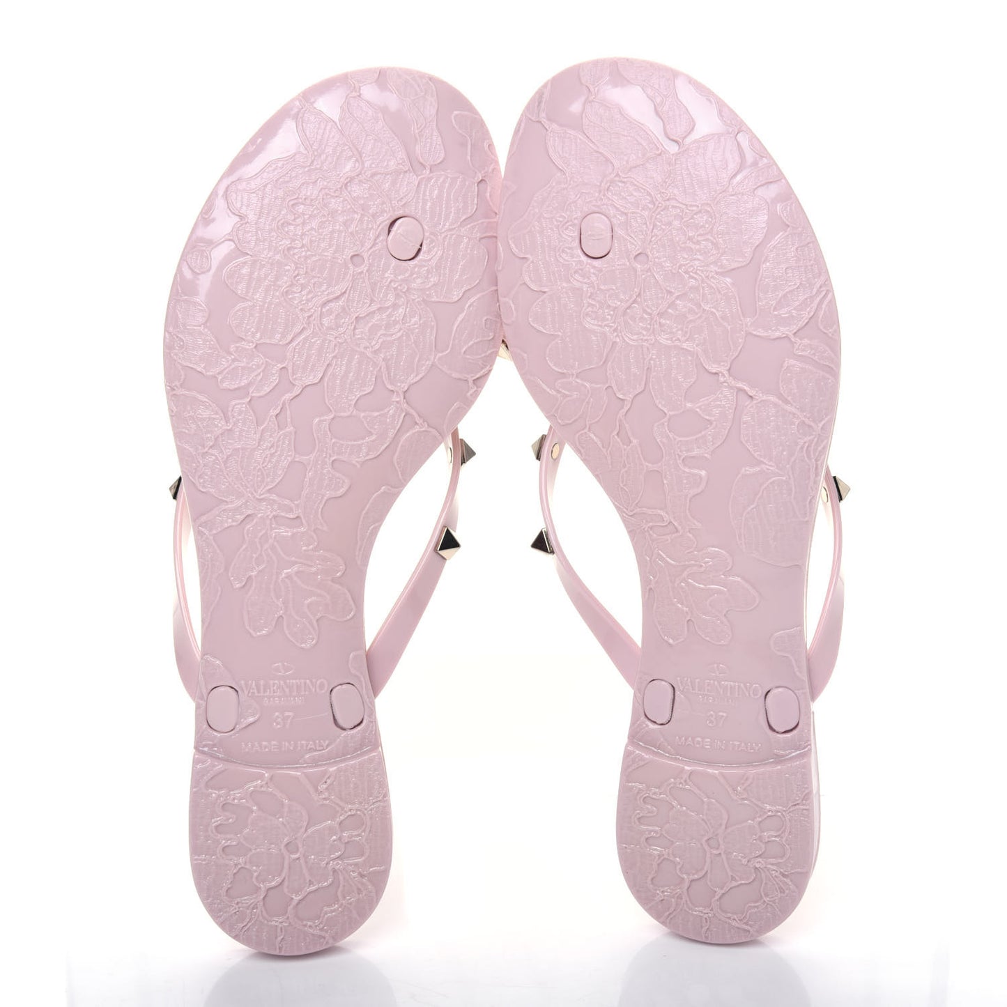 PVC Jelly Rockstud Bow Thong Sandals 37 Water Rose