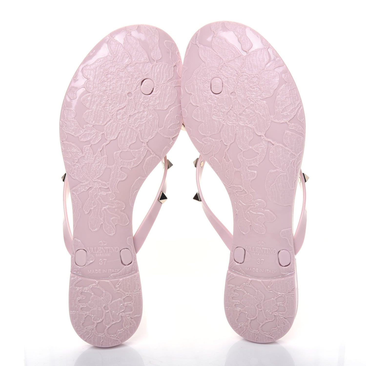Valentino Garavani PVC Jelly Rockstud Bow Thong Sandals 37 Water Rose 5 of 9
