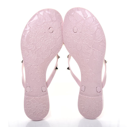 Valentino Garavani PVC Jelly Rockstud Bow Thong Sandals 37 Water Rose 5 of 9
