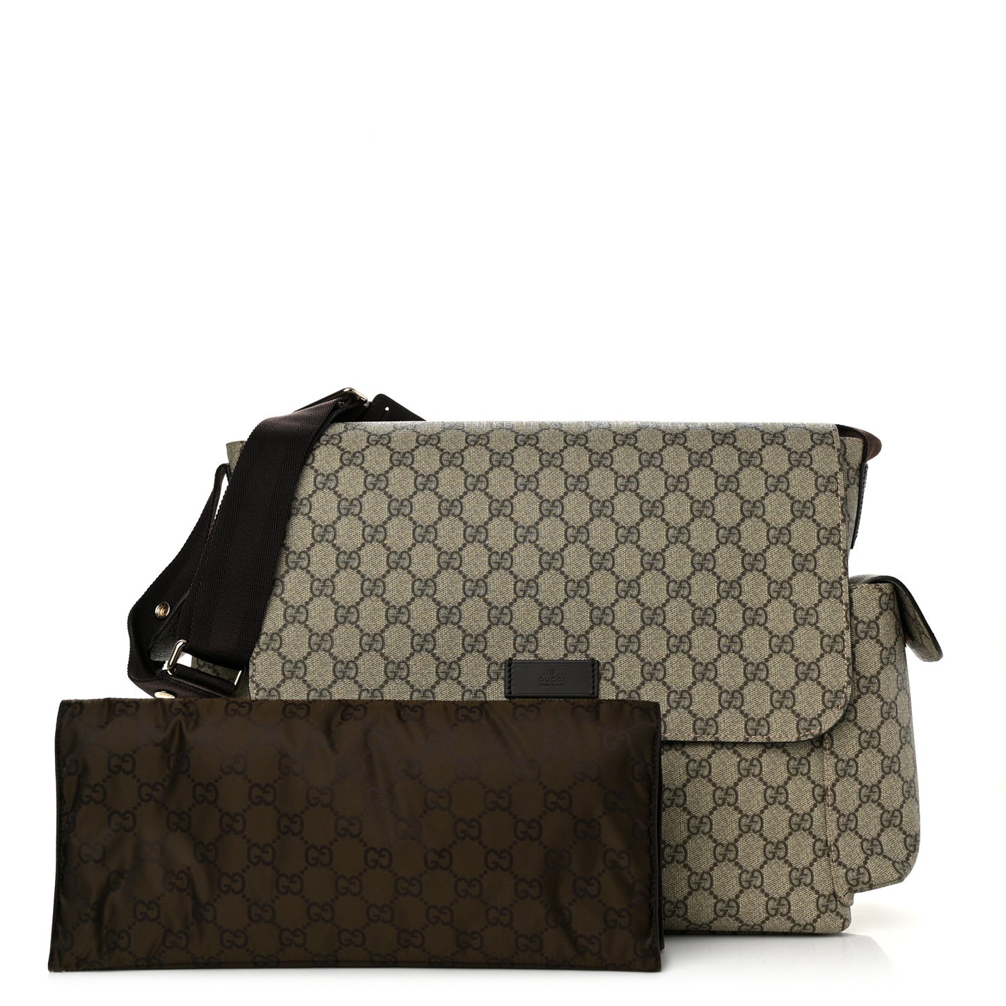 GG Plus Monogram Messenger Diaper Bag Dark Brown