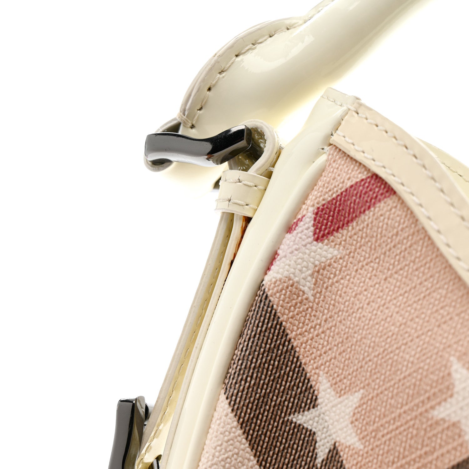 Burberry Patent Supernova Check Stars Small Hernville Hobo White