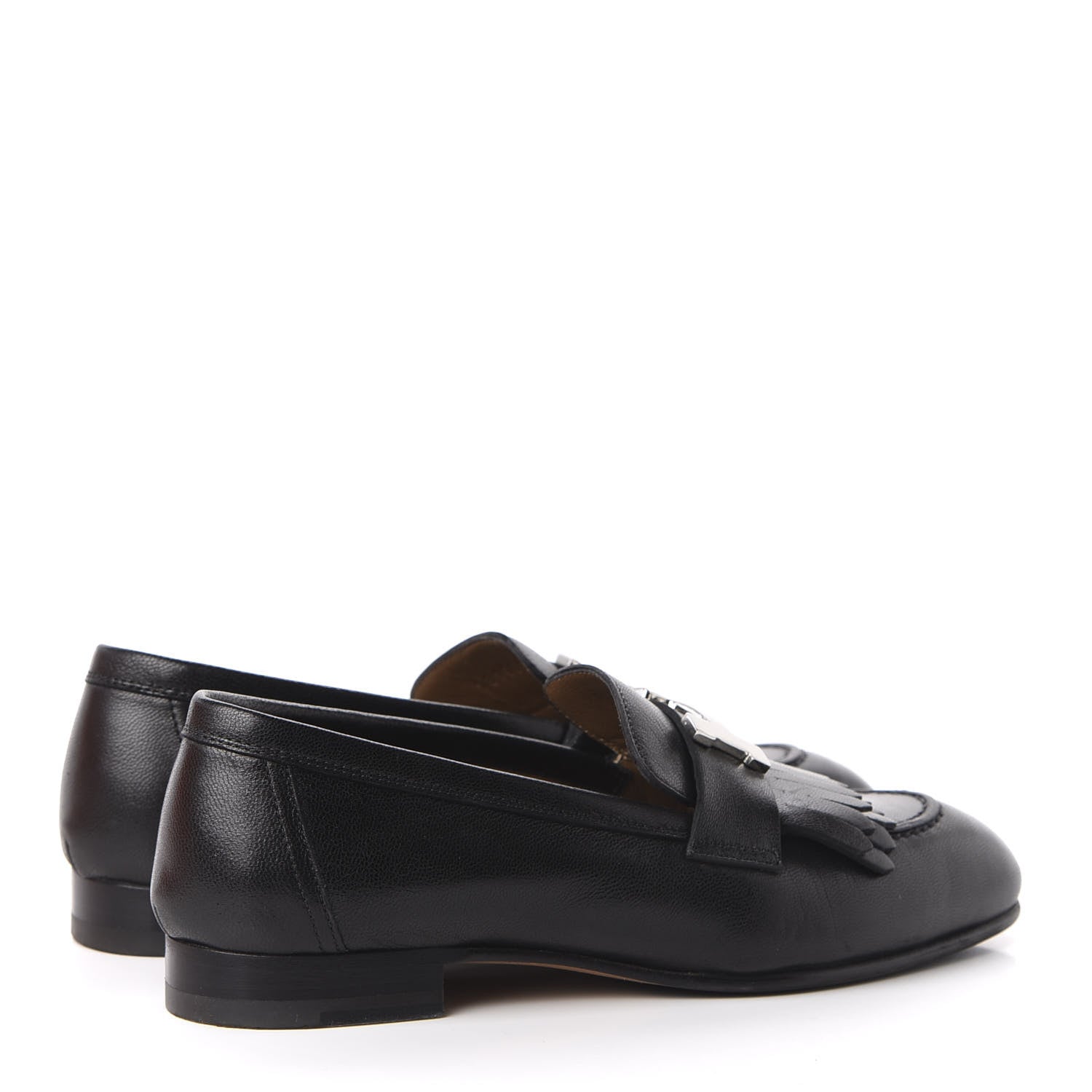 Hermes Goatskin Womens Royal Loafers 35 Black 4 of 10