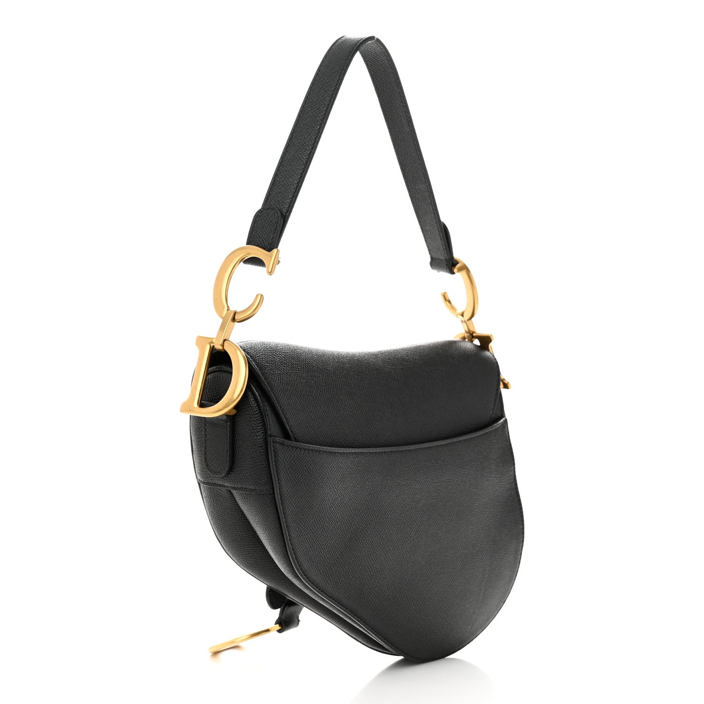 Grained Calfskin Saddle Bag Black