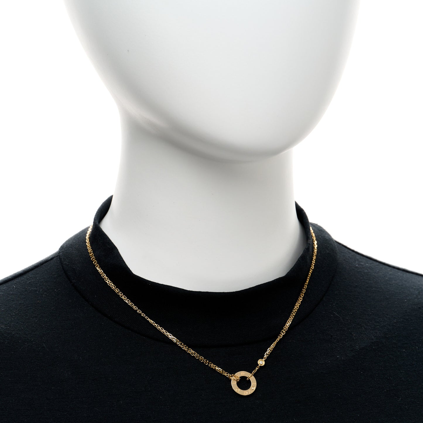 18K Yellow Gold 2 Diamond LOVE Necklace