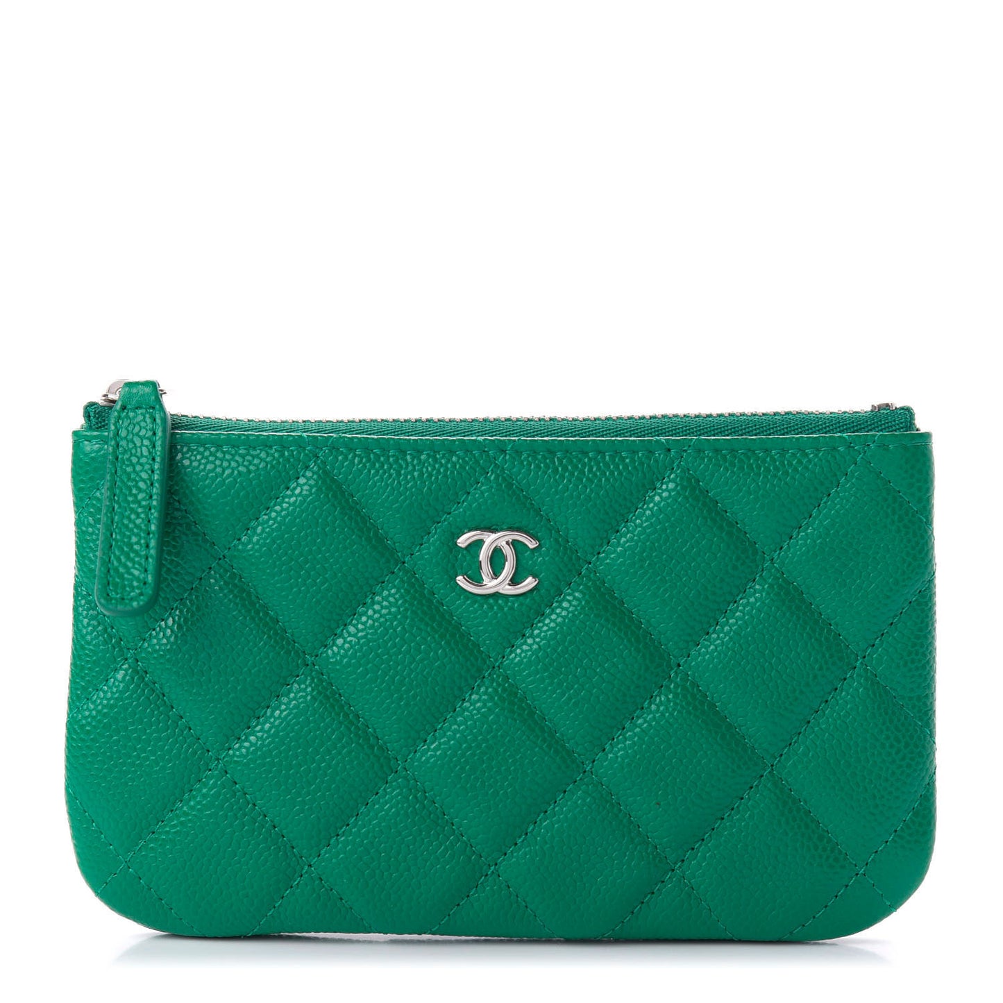 Caviar Quilted Small Cosmetic Case Green