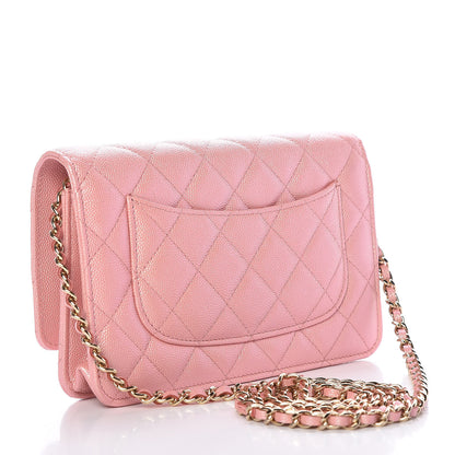 Chanel Iridescent Caviar Quilted Wallet on Chain WOC Rose Pink 3 of 11