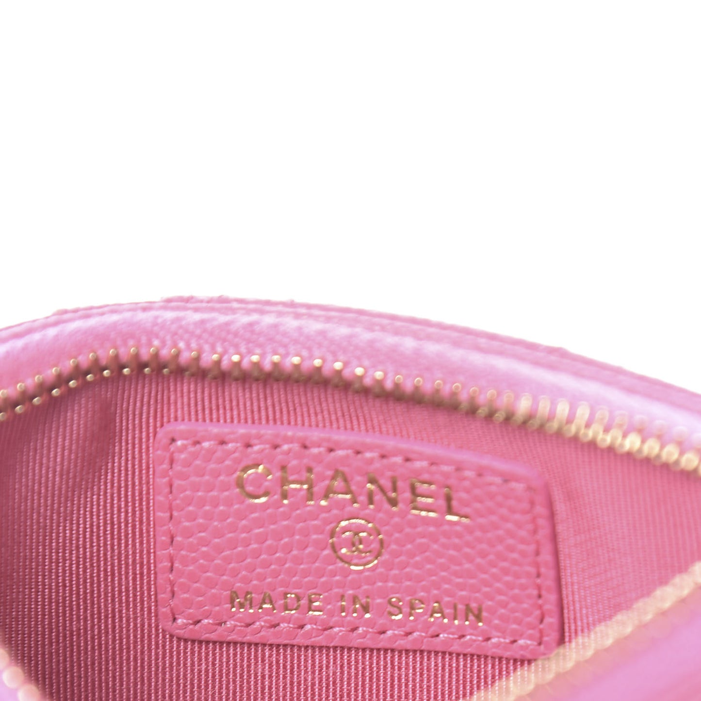 Caviar Quilted Flap Zip Card Holder Pink