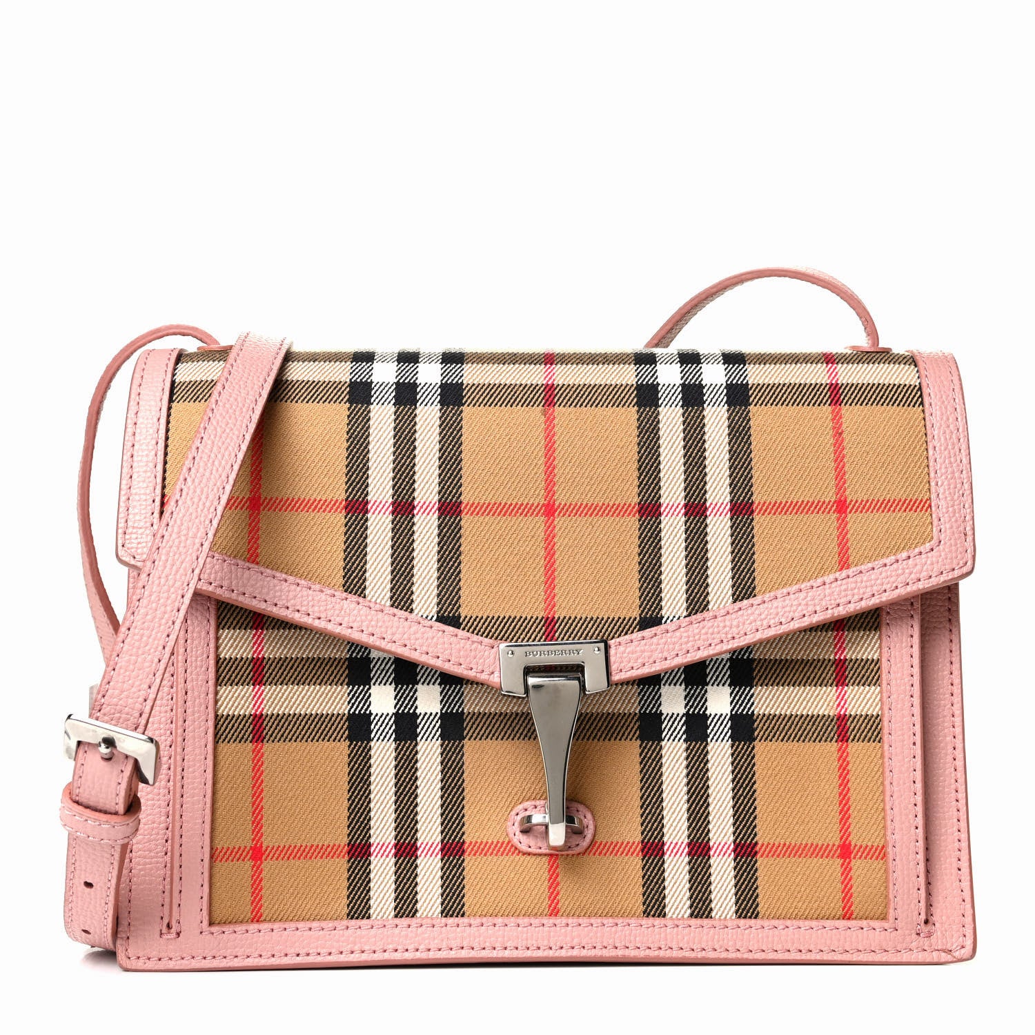 Burberry Grainy Calfskin Vintage Check Small Macken Crossbody Bag Ash Rose 1 of 5