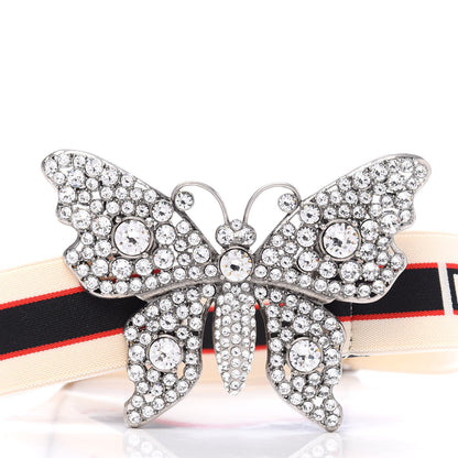 Gucci Jacquard Crystal Stripe Butterfly Belt 75 30 White 5 of 6