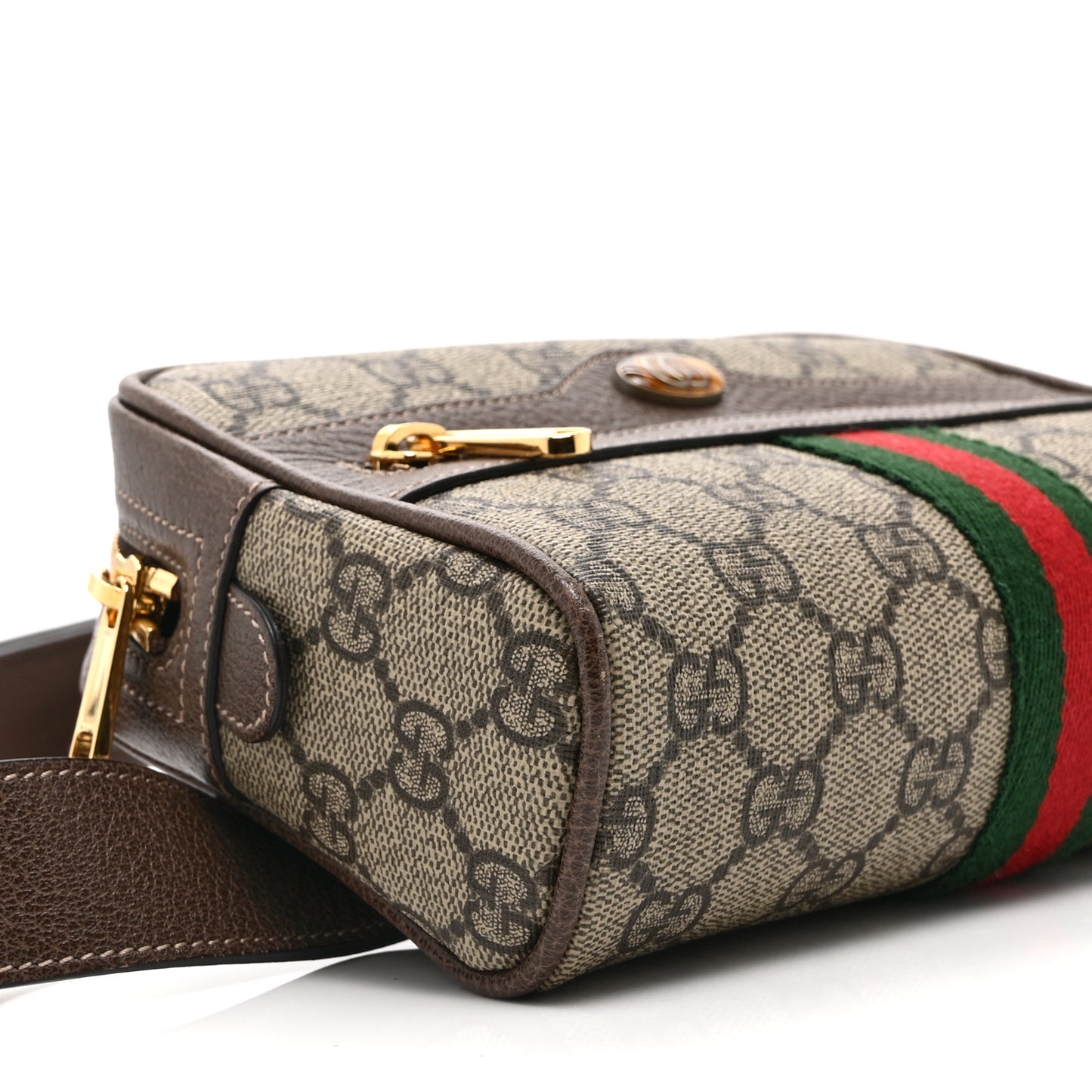 GG Supreme Monogram Web Small Ophidia Belt Bag 85 34 Dark Brown