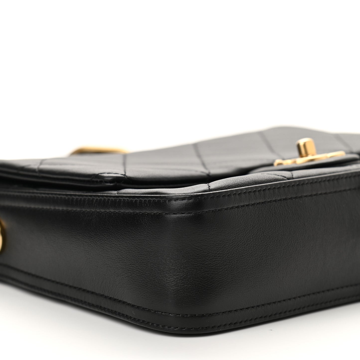 Calfskin Stitched Easy Mood Flap Black