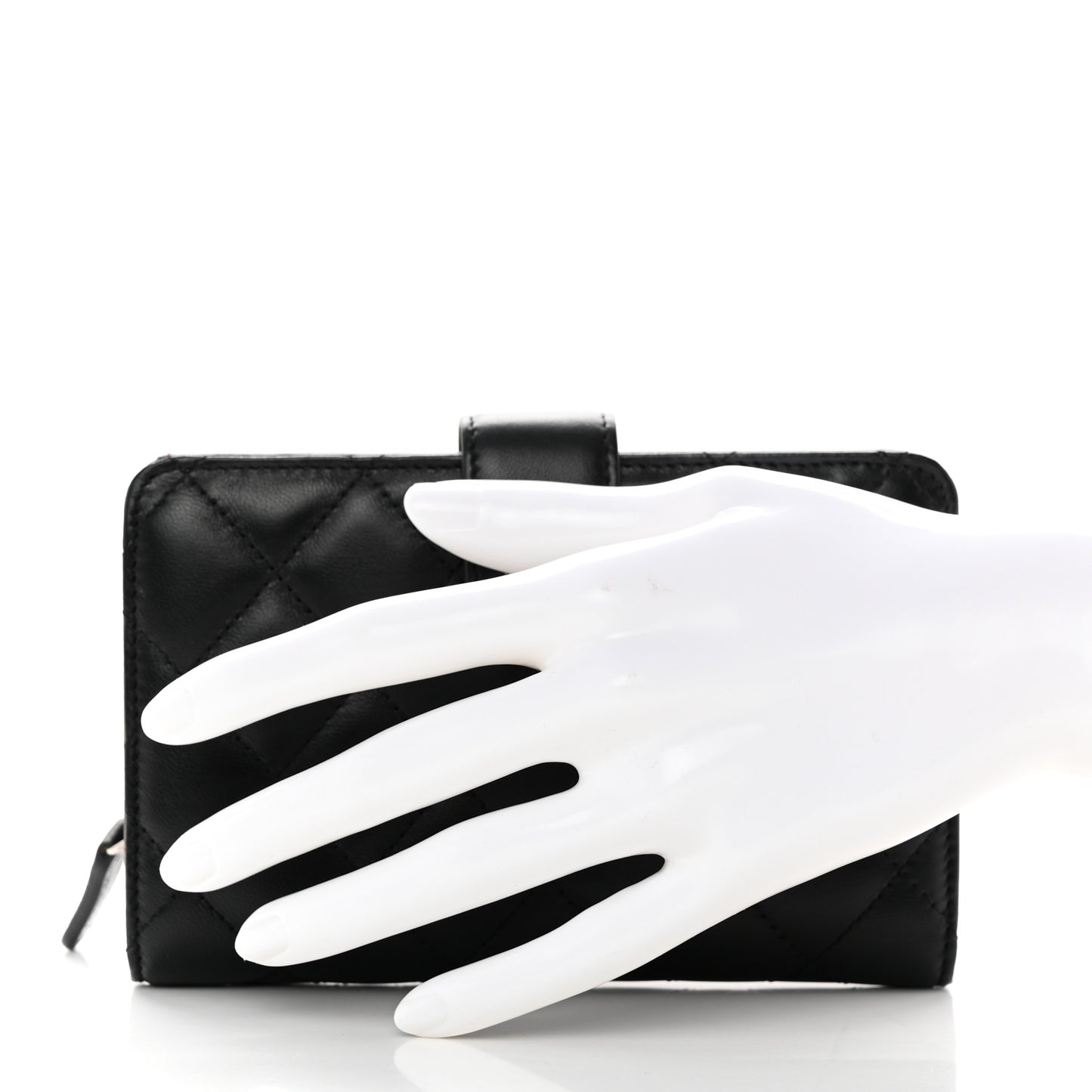 Lambskin Quilted Zipped Pocket Wallet Black
