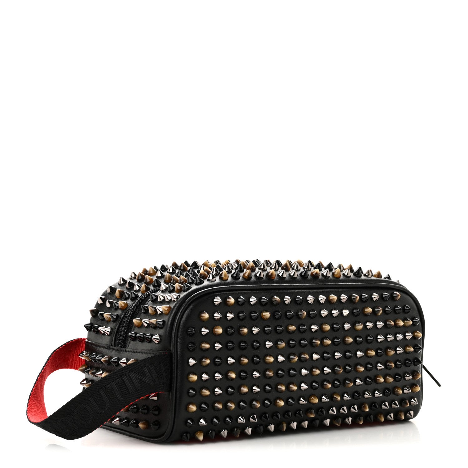 Christian Louboutin Calfskin Spikes Mens Blaster Toiletry Bag Black 4 of 10