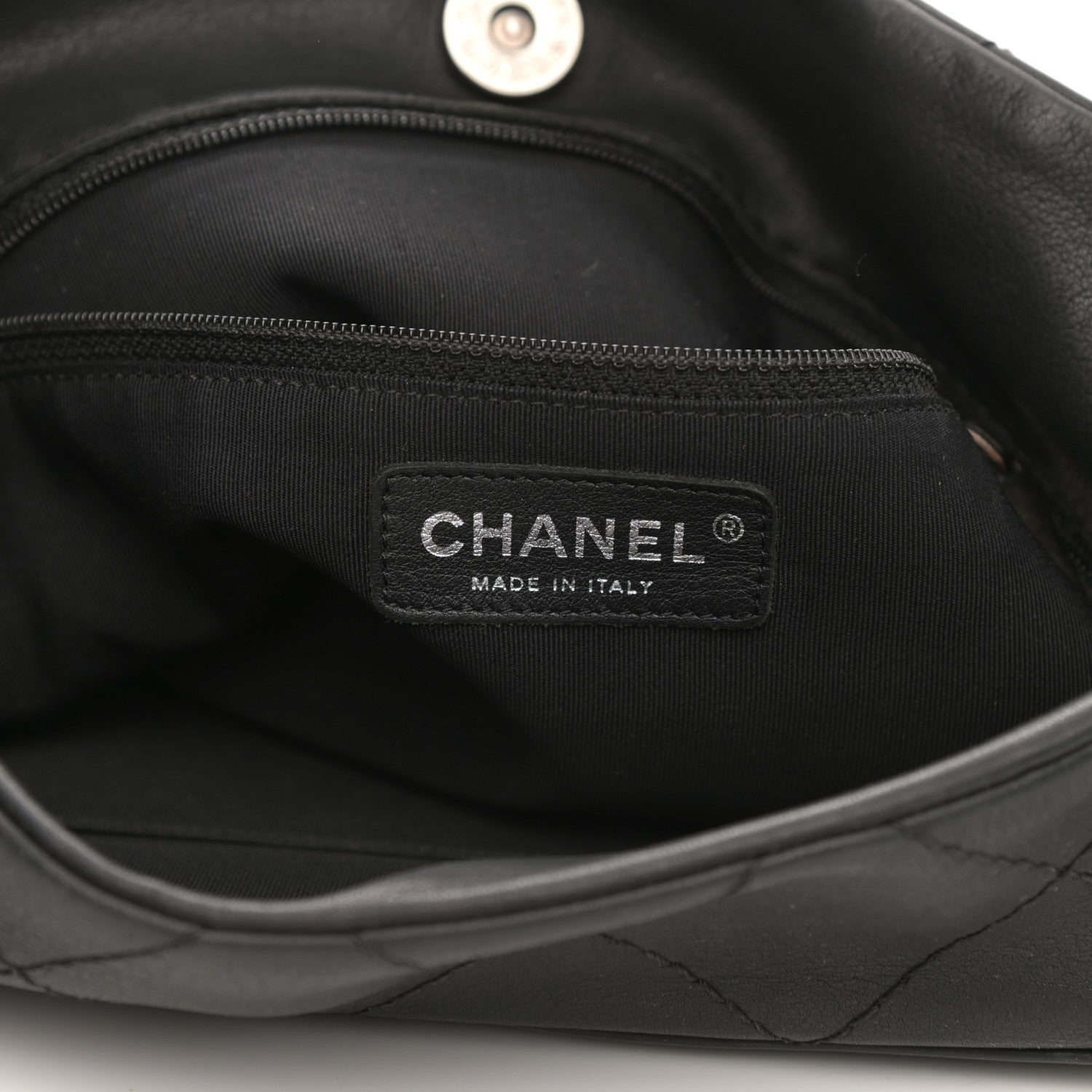 Chanel Calfskin Stitched Double Zip Hobo Black 6 of 14