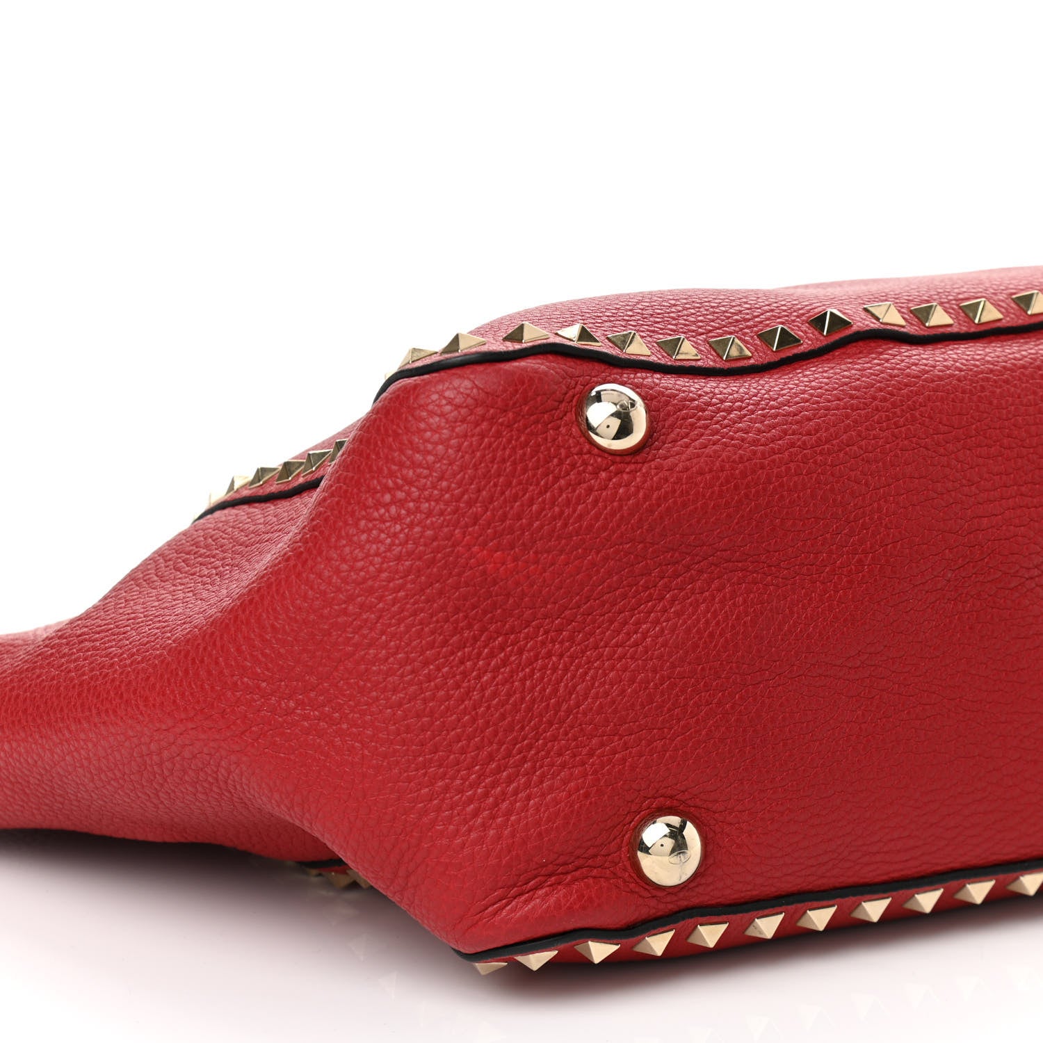 Valentino Garavani Pebbled Calfskin Medium Rockstud Tote Red 7 of 8