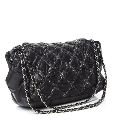 Chanel Nylon Quilted Tweed Stitch Bubble Flap Black 3 of 14