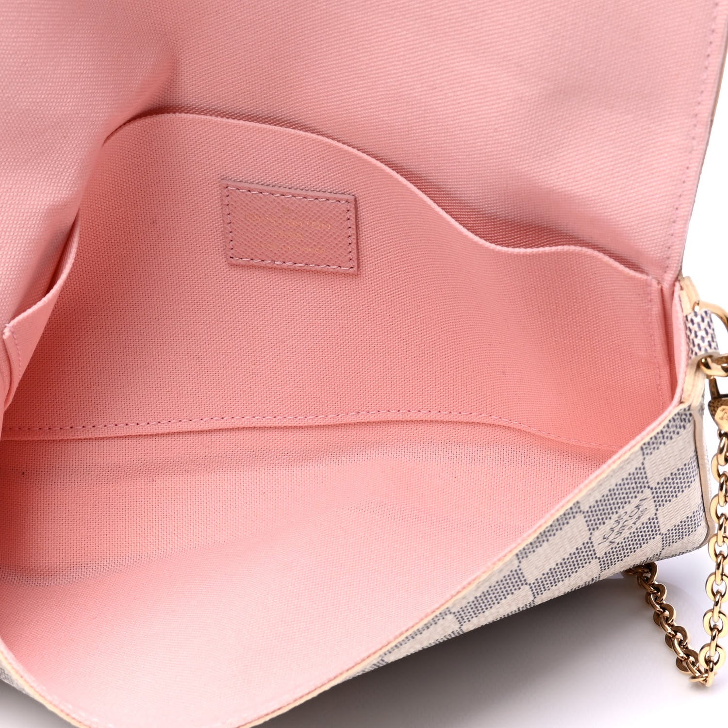 Louis Vuitton Damier Azur Pochette Felicie Chain Wallet Rose Ballerine 4 of 8