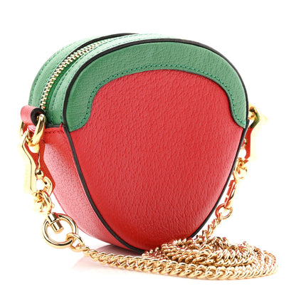 Gucci Textured Dollar Calfskin Retro Interlocking G Fruttini Strawberry Mini Crossbody Lobster Red Black New Acero 3 of 11