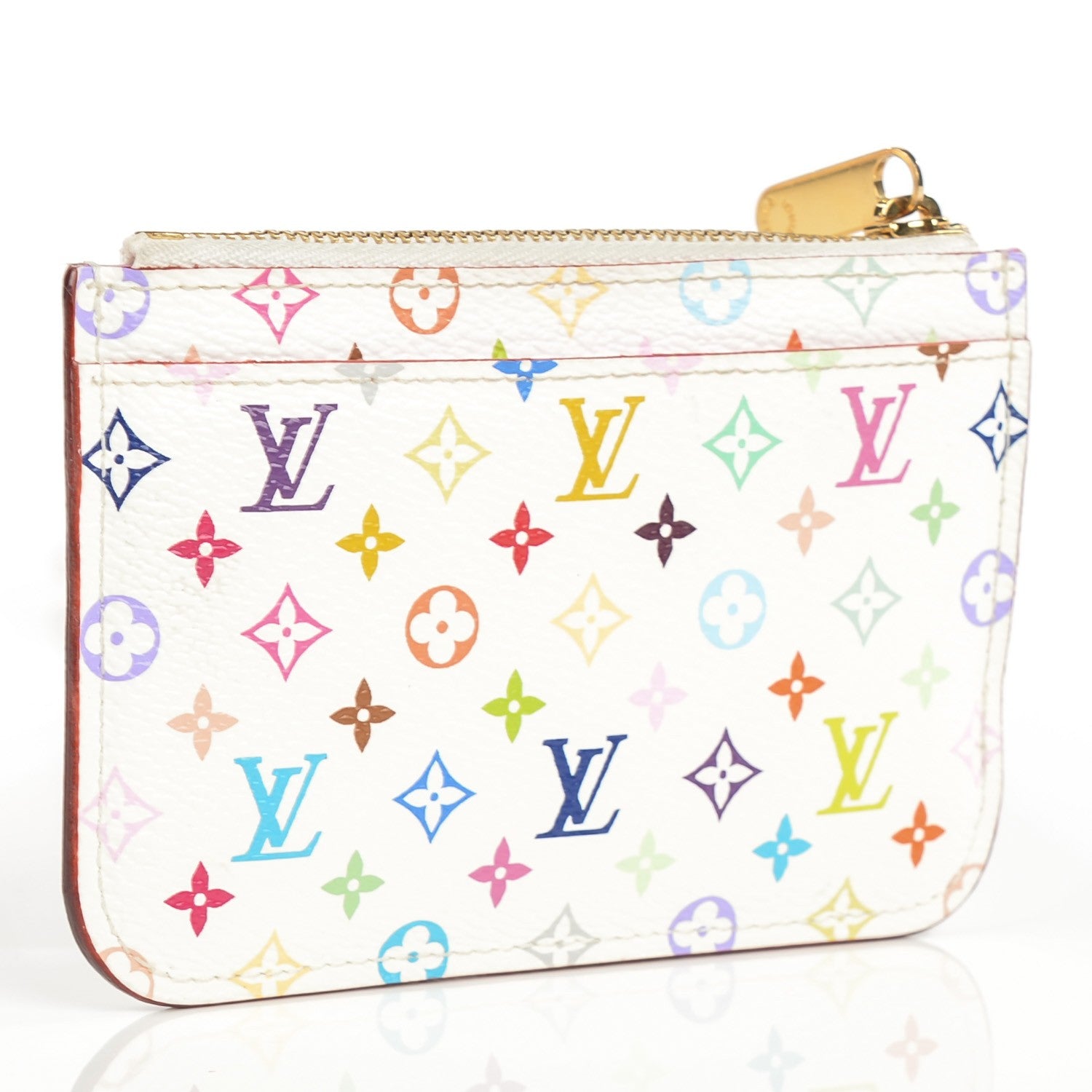 Louis Vuitton Monogram Multicolor Key Pouch White Litchi 3 of 8