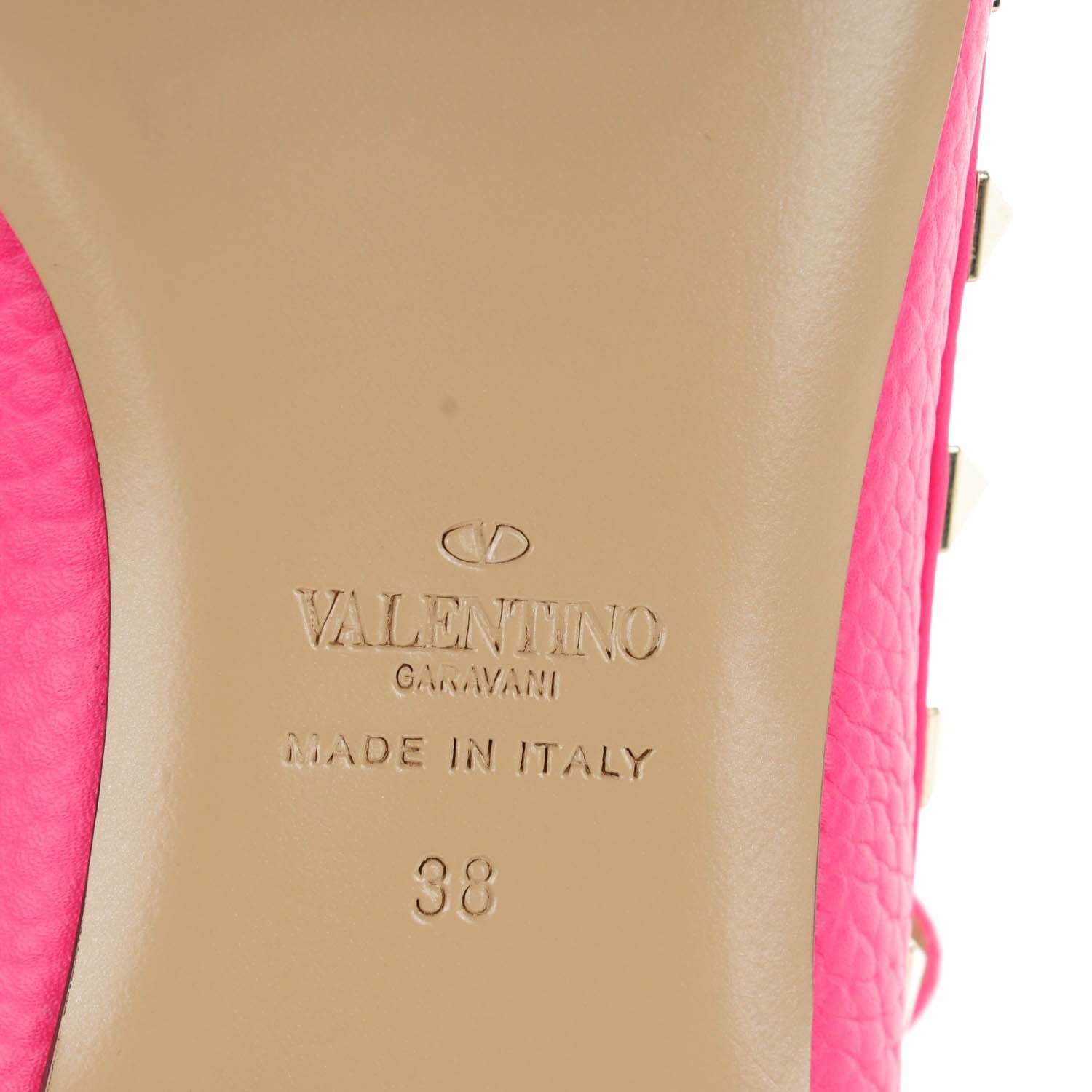 Valentino Garavani Pebbled Calfskin Rockstud Cage Ballerina Flats 38 Peony 8 of 8