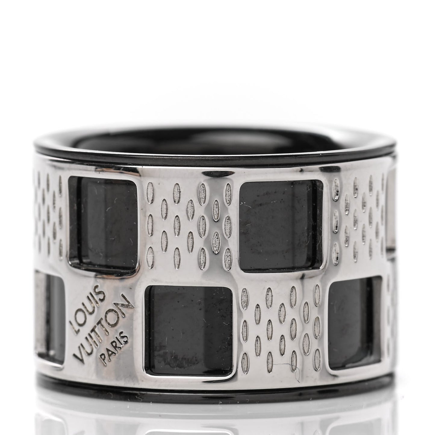 Damier Perfore Ring M Silver Black